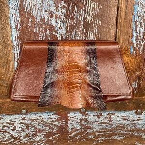 Kemestry Brown Leather Clutch